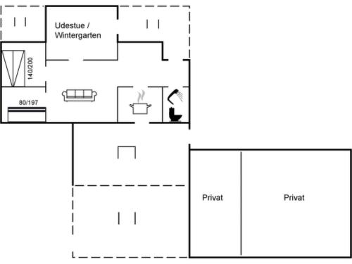 un plan d'étage d'une petite maison dans l'établissement Holiday Home Meeno - 200m from the sea by Interhome, à Gørlev