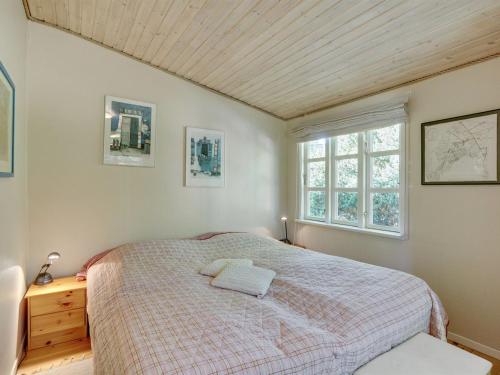 a bedroom with a bed and a window at Holiday Home Haldis - 120m from the sea by Interhome in Stubbekøbing