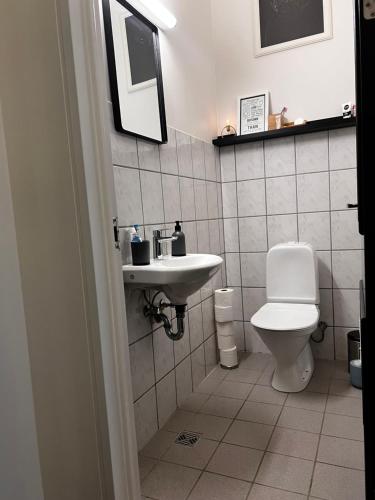 a bathroom with a sink and a toilet at Home in the country in Hella