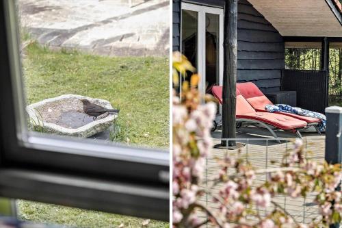 a bird is standing on a rock on a porch at JB314-Fjerritslev-Tyttebaerstien-13 in Torup Strand