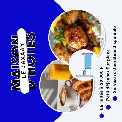 Una imagen de un plato de comida y un poco de pan. en Maison d'hôtes Jaxaay, en Keur Massar