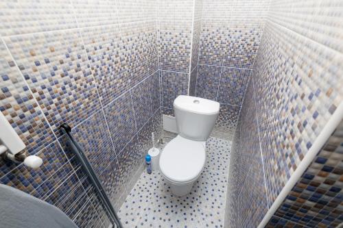 a bathroom with a toilet in a tiled stall at Aparthotel Royal Status in Chişinău