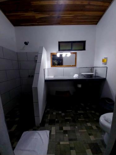 a bathroom with a sink and a toilet at Belcruz family lodge in Monteverde Costa Rica