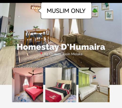 a collage of photos of a living room at Homestay D'Humairah kg Chabau JASIN in Jasin