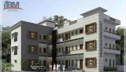 a rendering of a building with people standing in front of it at Anam residence in Tāzhekkod