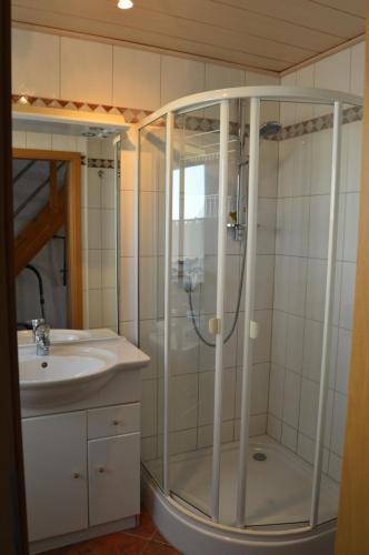 Ένα μπάνιο στο Ferienhaus am See