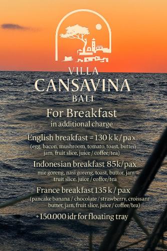 a poster for a beach party on a boat in the ocean at Villa CanSavina - 3 Rooms - Center Of Seminyak Airport pickup included in Seminyak