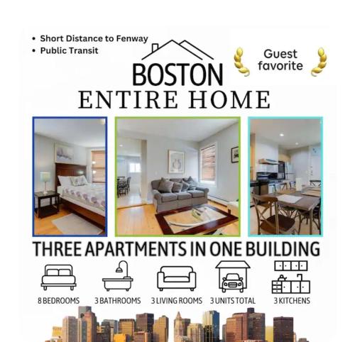 a collage of three apartmentiors in one building at NEW! Boston Entire House Near MBTA, 3 Mi to Fenway! in Boston