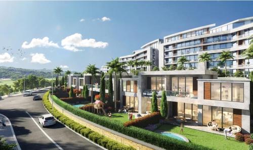 un artista representando un edificio de apartamentos planeado en The Luxury Home Company, en Kigali