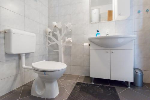 a bathroom with a toilet and a sink at Apartment Rita in Preko
