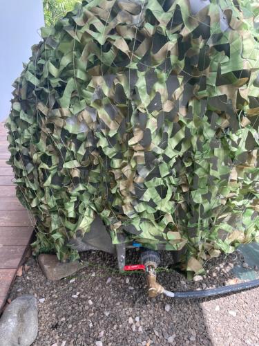 a large bush is covered in camouflage at T1 Cosy la Kay émeraude-vue mer & surf-Tartane-Plage des surfeurs in La Trinité
