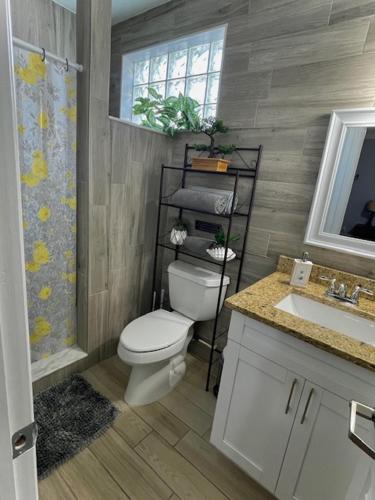 a bathroom with a toilet and a sink at El Palacio in Tampa