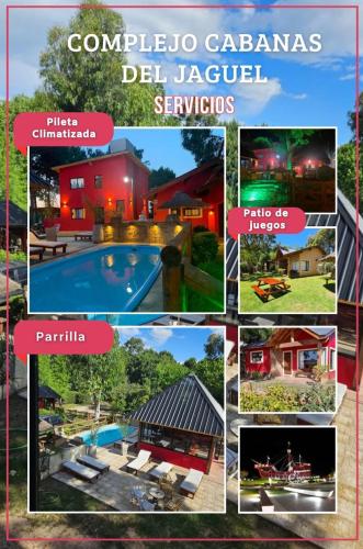 a collage of pictures of houses and a pool at Complejos Del Jaguel in Santa Teresita