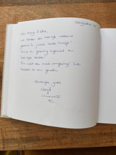 a piece of paper with writing on it at Touch of Yellow in Gramsbergen