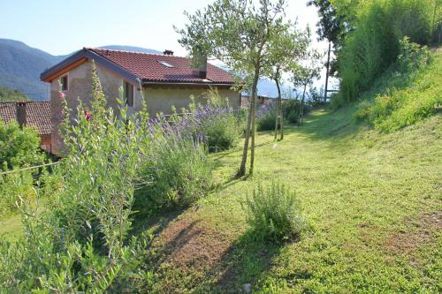 a house on the side of a hill with flowers at Casa al Sasso in Bedigliora