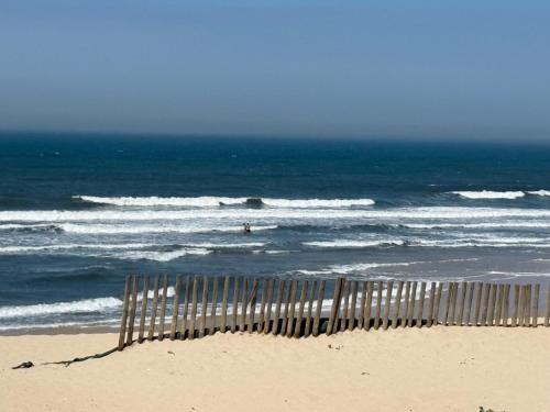 a wooden fence on a beach with the ocean at Home in Paradise Costa de Lavos in Costa de Lavos