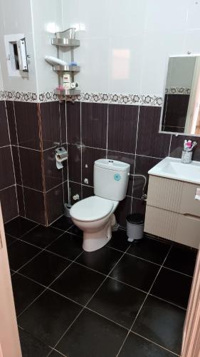 a bathroom with a toilet and a sink at Bright 2 bedroom apartment, very comfortable in Berkawe