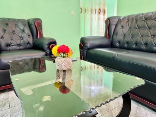 Zona de estar de Charming apartment in Yaoundé - Nkolmesseng