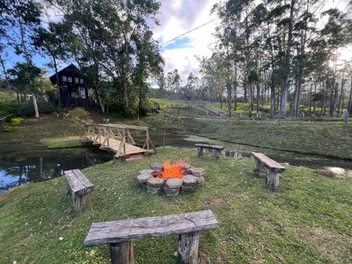 Landskap semula jadi dekat dengan chalet