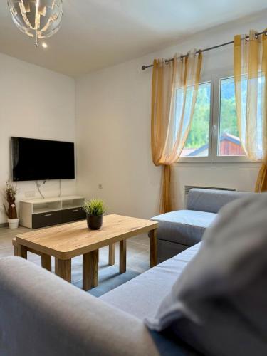 TV a/nebo společenská místnost v ubytování Spacious & cozy - Vue Montagne