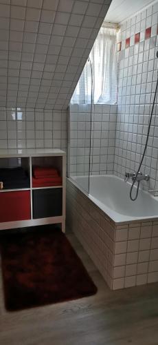 a bathroom with a shower and a bath tub at Lake View in Millstatt