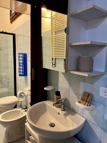 a bathroom with a sink and a toilet at Residenza Cocastelli in Mantova