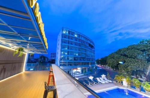 a view from the balcony of a building at Xaysomboun Hotel & SPA in Vientiane