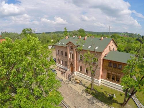 an aerial view of a large brick building at Hotel Młyn Aqua Spa Biblioteka in Elblag