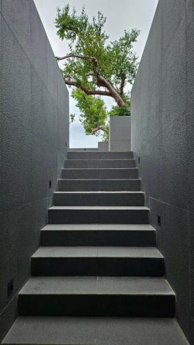 a set of concrete stairs with a tree in the background at inchantreemeedao in Ban Chuk Kum