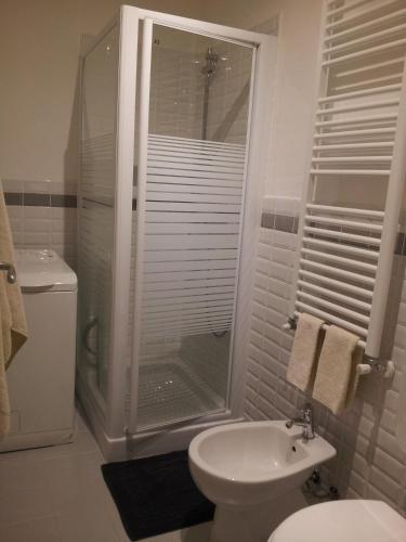 a bathroom with a shower and a toilet and a sink at Casa Ternavassi in Carmagnola