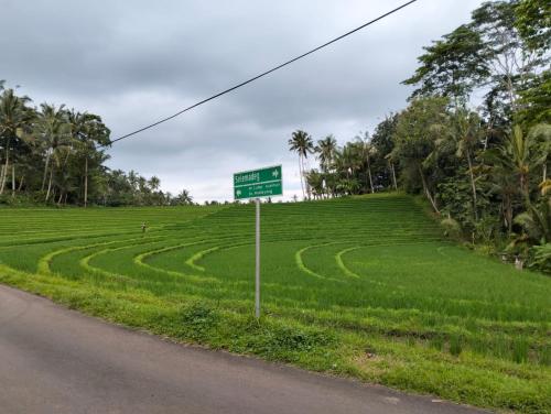 a street sign on the side of a road at Nostalgia Camping Home in Selemadeg
