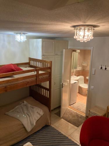 1 dormitorio con litera y baño en Hiihtäjänkuja 5 A 3 Visit Levi, en Levi