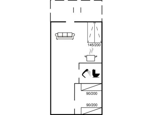 a floor plan of a house with a fireplace at Apartment Emira - 50m from the sea by Interhome in Bogense