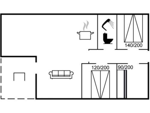 a schematic diagram of a bathroom with a shower at Holiday Home Giertrud - 500m from the sea by Interhome in Humble