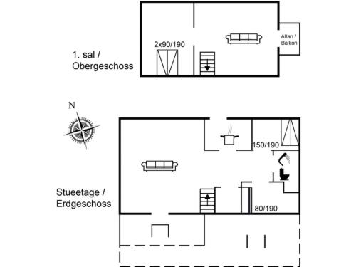 a schematic diagram of a house at Holiday Home Alflak - 5-2km from the sea by Interhome in Vesterhede