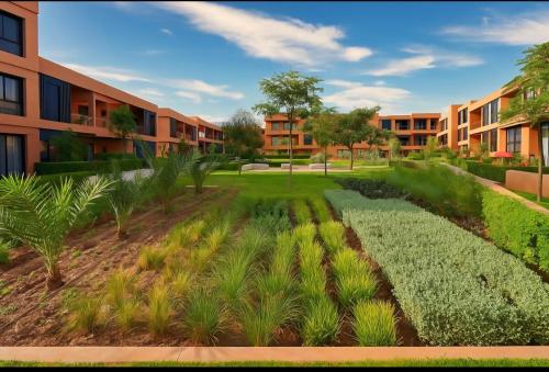 una imagen de un complejo de apartamentos con jardín en Amberdi Noria Apartment Marrakech, en Marrakech