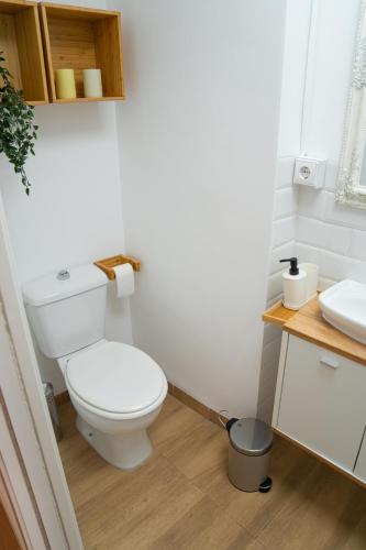 a bathroom with a toilet and a sink at Piso Luminoso A Metros De La Plaza De Las Flores in Murcia