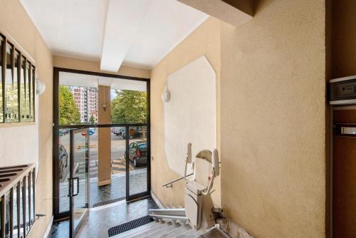an empty room with a view of a street at Outlet2000 in Serravalle Scrivia