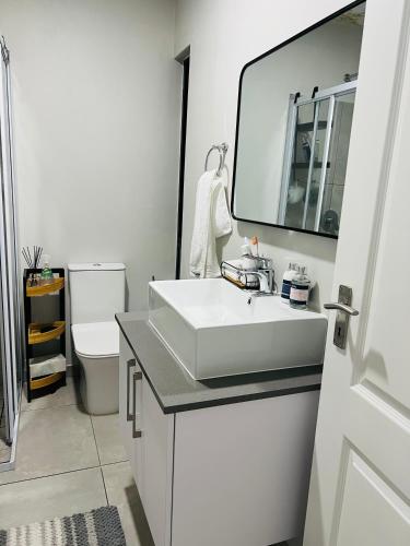 a bathroom with a white sink and a toilet at 27D Homestead View in St Francis Bay