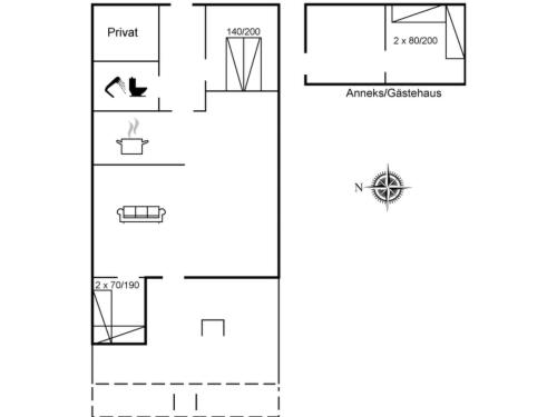 a floor plan of a small house at Holiday Home Juditha - 400m from the sea by Interhome in Middelfart