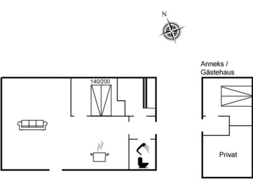 a floor plan of a small house with a diagram at Holiday Home Ulrike - 600m to the fjord by Interhome in Ulfborg