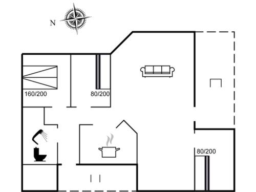 a schematic diagram of a house at Holiday Home Aameek - 3km from the sea by Interhome in Frøstrup