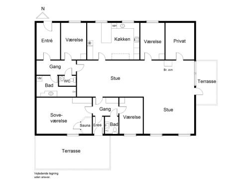 a floor plan of a house at Holiday Home Vogn - 500m to the fjord by Interhome in Spottrup