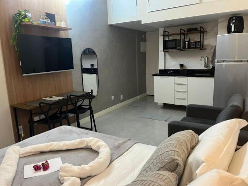 Dapur atau dapur kecil di Copacabana Cama & Mar