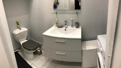 ラ・ガレンヌ・コロンブにあるLe 2piéces parfait pour votre séjour !の白い洗面台とトイレのあるバスルーム