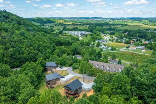 an aerial view of a building in the middle of a forest at Hilltop Haven By Avada Properties in Boyds Creek