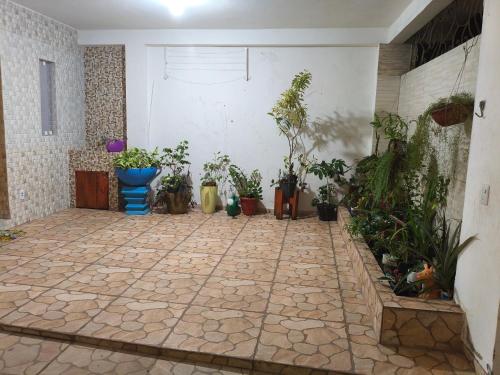 a room with a bunch of potted plants at Casa Avance RH Aconchego in Camaçari