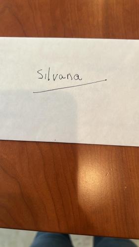 a white piece of paper with the word silvia on it at Dept familiar a pasos de la playa con auto check in in Crucita