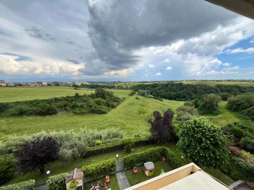 an aerial view of a yard with a garden at La Casa Di Giulia in Rome