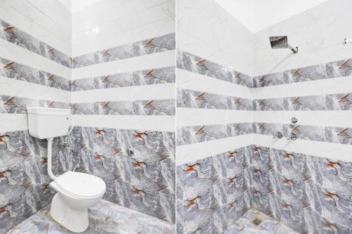 two images of a bathroom with a toilet at Super Hotel O Shiv Sai Guest House in Jalandhar
